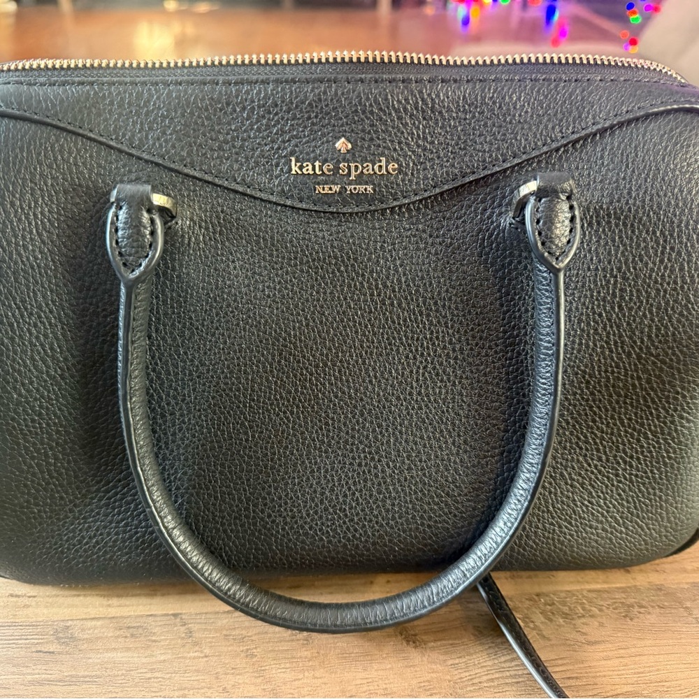 Kate Spade Black Pebbled Satchel with crossbody strap - Picture 2 of 7